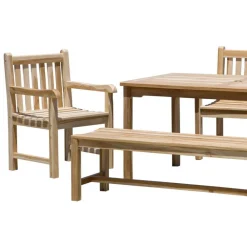 Wohnen Sitzgruppe<Teakholz Gartentisch-Gruppe massiv - Crajeva (fünfteilig)