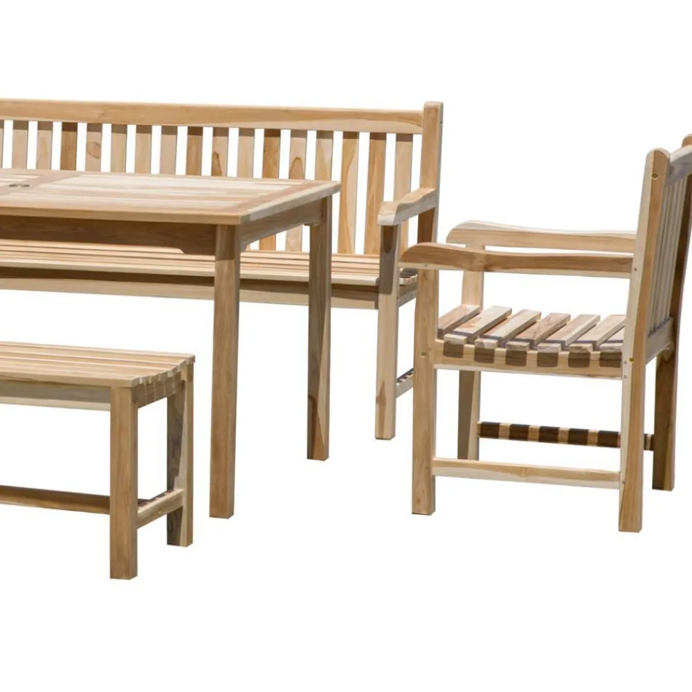 Wohnen Sitzgruppe<Teakholz Gartentisch-Gruppe massiv - Crajeva (fünfteilig)