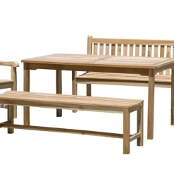 Wohnen Sitzgruppe<Teakholz Gartentisch-Gruppe massiv - Crajeva (fünfteilig)