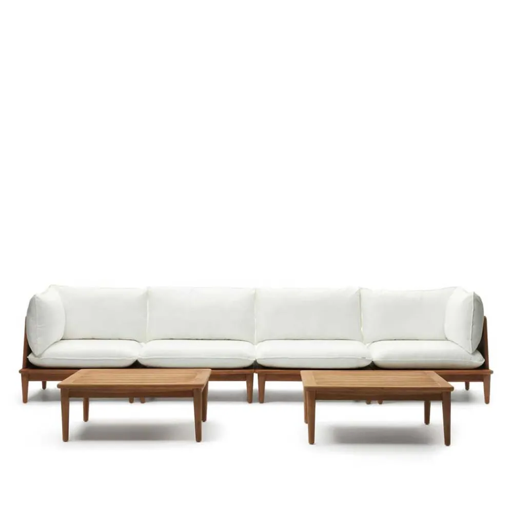 Wohnen Sitzgruppe<Teakholz Lounge modular & 2 Couchtische - Palm (sechsteilig)