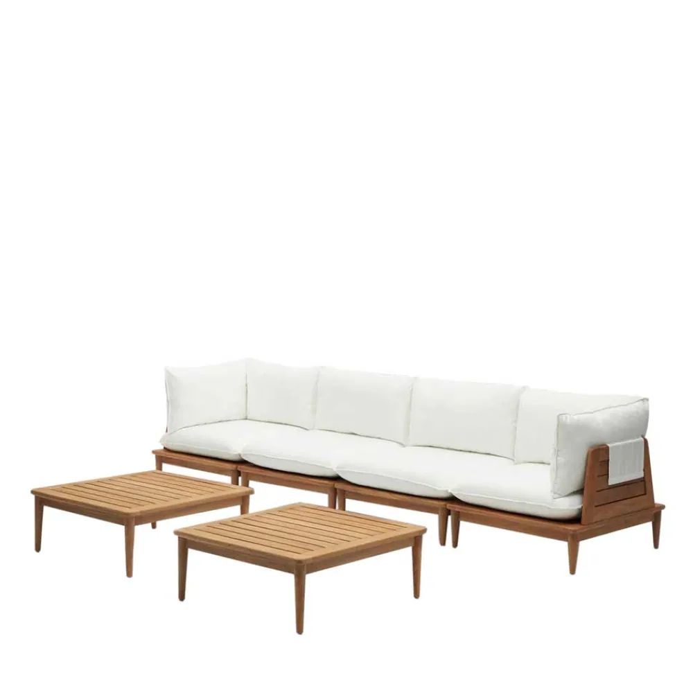 Wohnen Sitzgruppe<Teakholz Lounge modular & 2 Couchtische - Palm (sechsteilig)