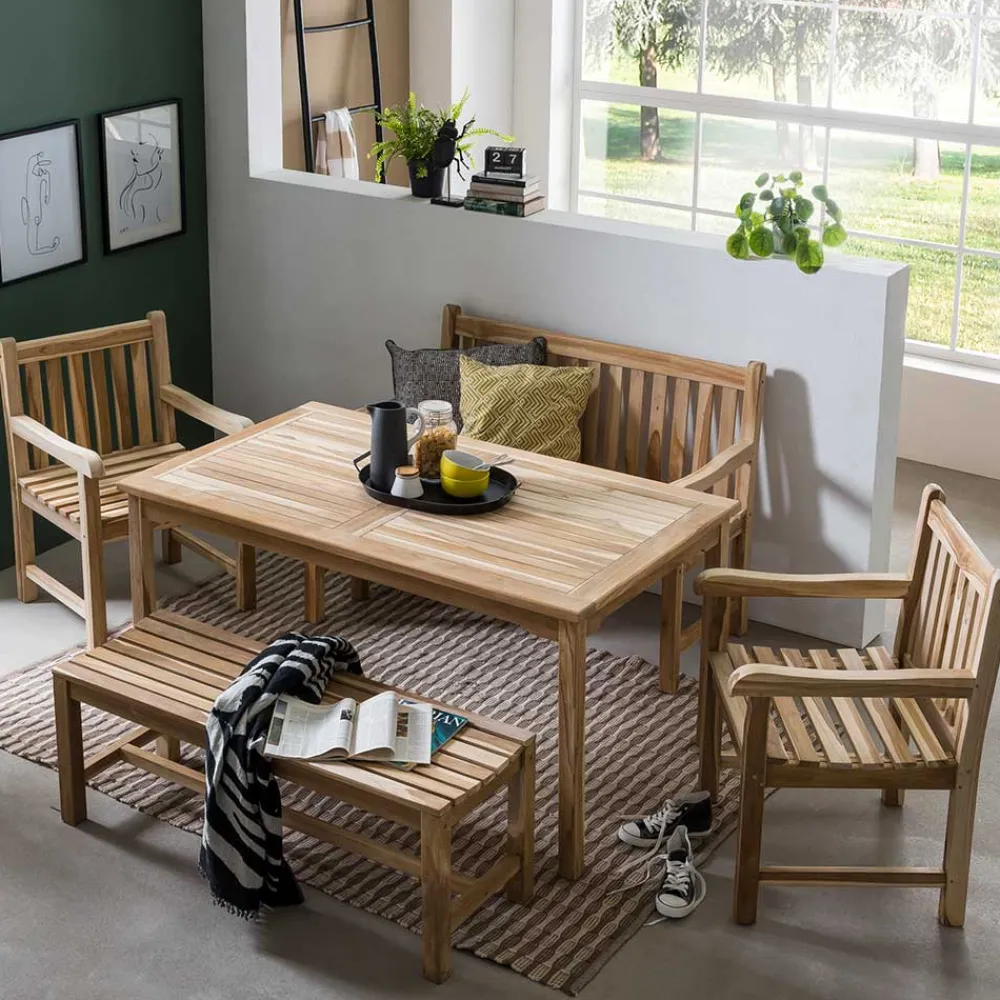 Wohnen Sitzgruppe<Teakholz Möbelset für den Garten - Klahuma (fünfteilig)