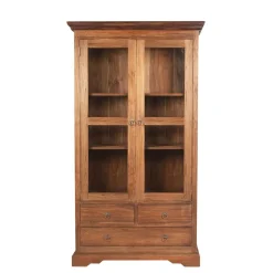Wohnen Schränke<Teakholz Vitrinenschrank Mangato im Landhausstil