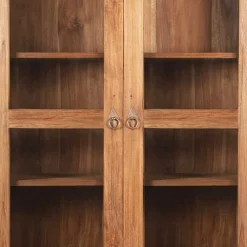 Wohnen Schränke<Teakholz Vitrinenschrank Mangato im Landhausstil