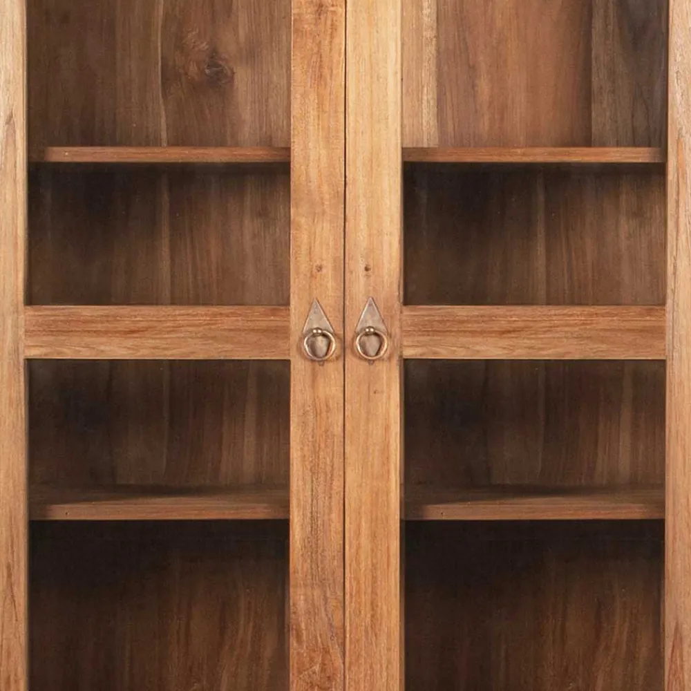Wohnen Schränke<Teakholz Vitrinenschrank Mangato im Landhausstil