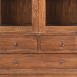 Wohnen Schränke<Teakholz Vitrinenschrank Mangato im Landhausstil