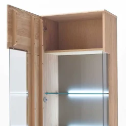 Wohnen Vitrinen|Schränke<Teilmassive Standvitrine in Eiche Bianco Pontros optional mit LED