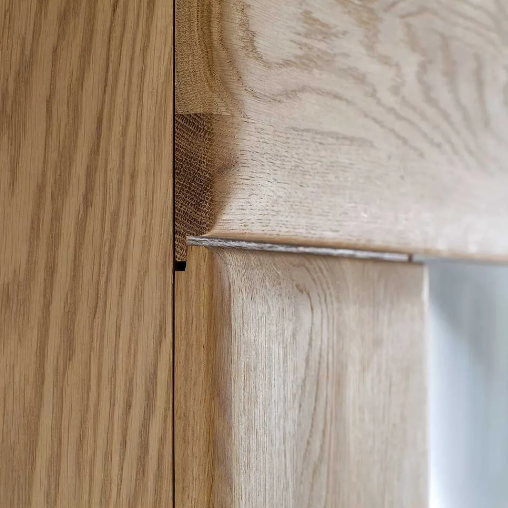 Wohnen Vitrinen|Schränke<Teilmassive Standvitrine in Eiche Bianco Pontros optional mit LED