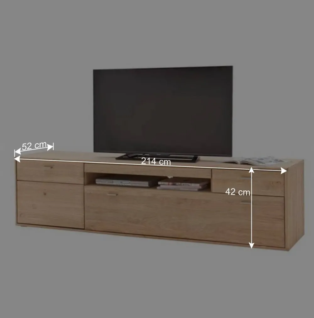 Wohnen Wohnwände<Teilmassive TV Anbauwand in Eiche - Vernella (vierteilig)