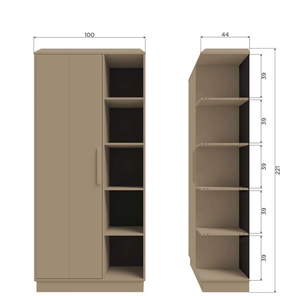 Wohnen Vitrinen<Teilmassiver Schrank in Schlammfarben - Isle