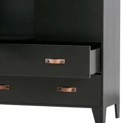 Wohnen Kleiderschränke|Schränke<Teilmassiver 94x180x40 Kiefernholz Kleiderschrank in Schwarz - Ilvessino