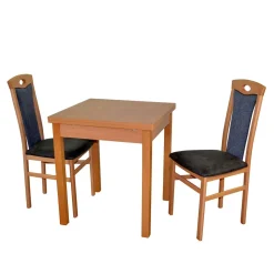 Wohnen Sitzgruppe<Tisch in Buche Natur & 2 Stühle - Coestraga (dreiteilig)