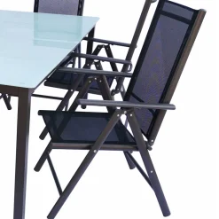 Wohnen Sitzgruppe<Tisch mit Klappstühlen für den Garten - Anlina (siebenteilig)