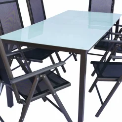 Wohnen Sitzgruppe<Tisch mit Klappstühlen für den Garten - Anlina (siebenteilig)