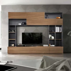 Wohnen Tv & Hifi-Möbel|Wohnwände<Tolle TV Wand in Nussbaum & Grau - Niels