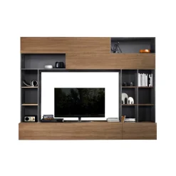 Wohnen Tv & Hifi-Möbel|Wohnwände<Tolle TV Wand in Nussbaum & Grau - Niels