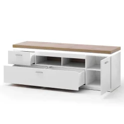 Wohnen Tv & Hifi-Möbel|Lowboards<Topp TV Element in Weiß & Wildeiche mit LED - Caldri