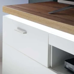 Wohnen Tv & Hifi-Möbel|Lowboards<Topp TV Element in Weiß & Wildeiche mit LED - Caldri