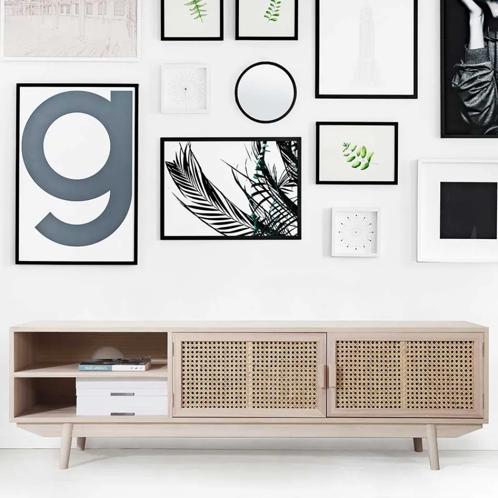 Wohnen Tv & Hifi-Möbel|Lowboards<Trend Design Lowboard mit Wiener Geflecht Türen - Oncinasa