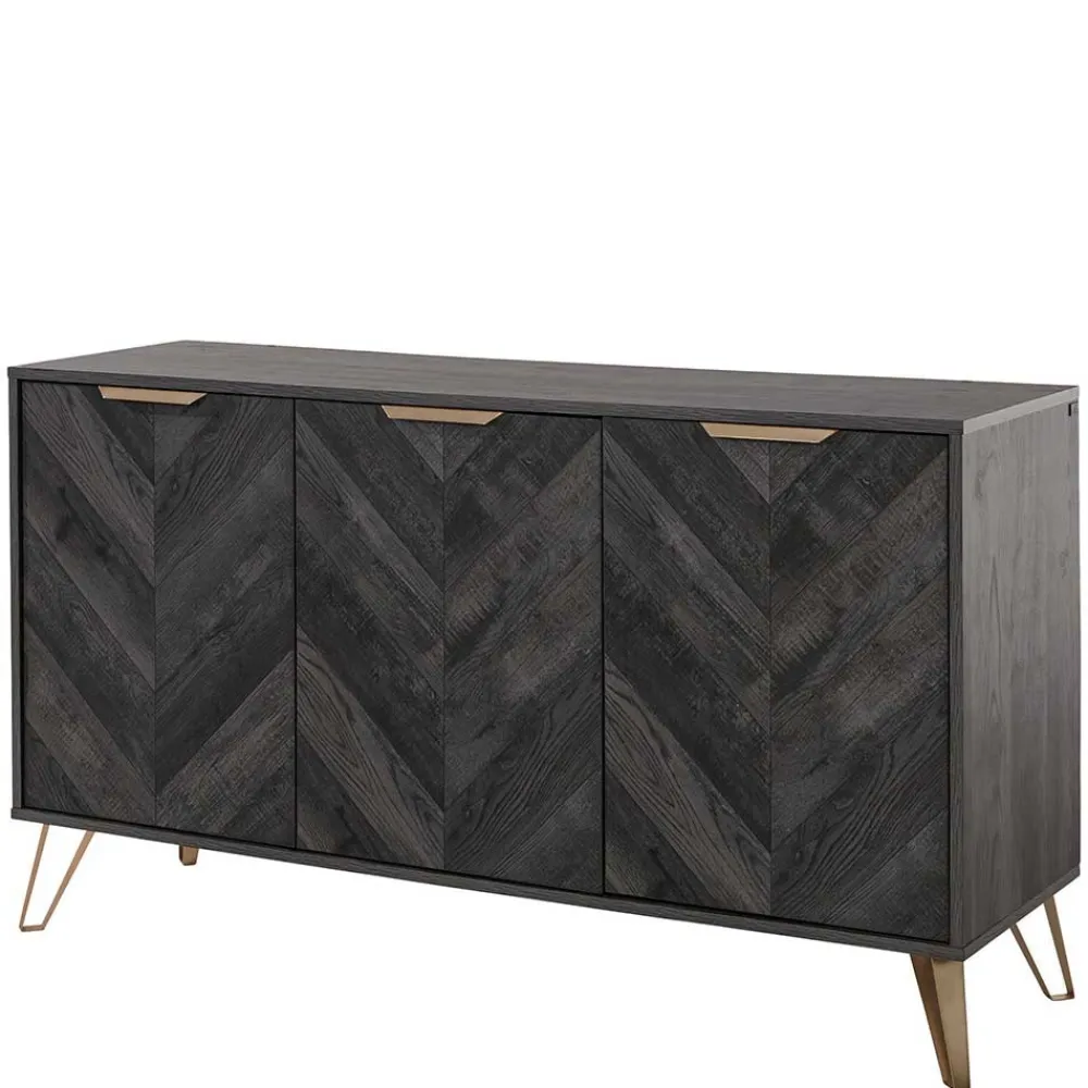 Wohnen Sideboards<Türen-Kommode in Holzoptik Black Wash - Salivi V