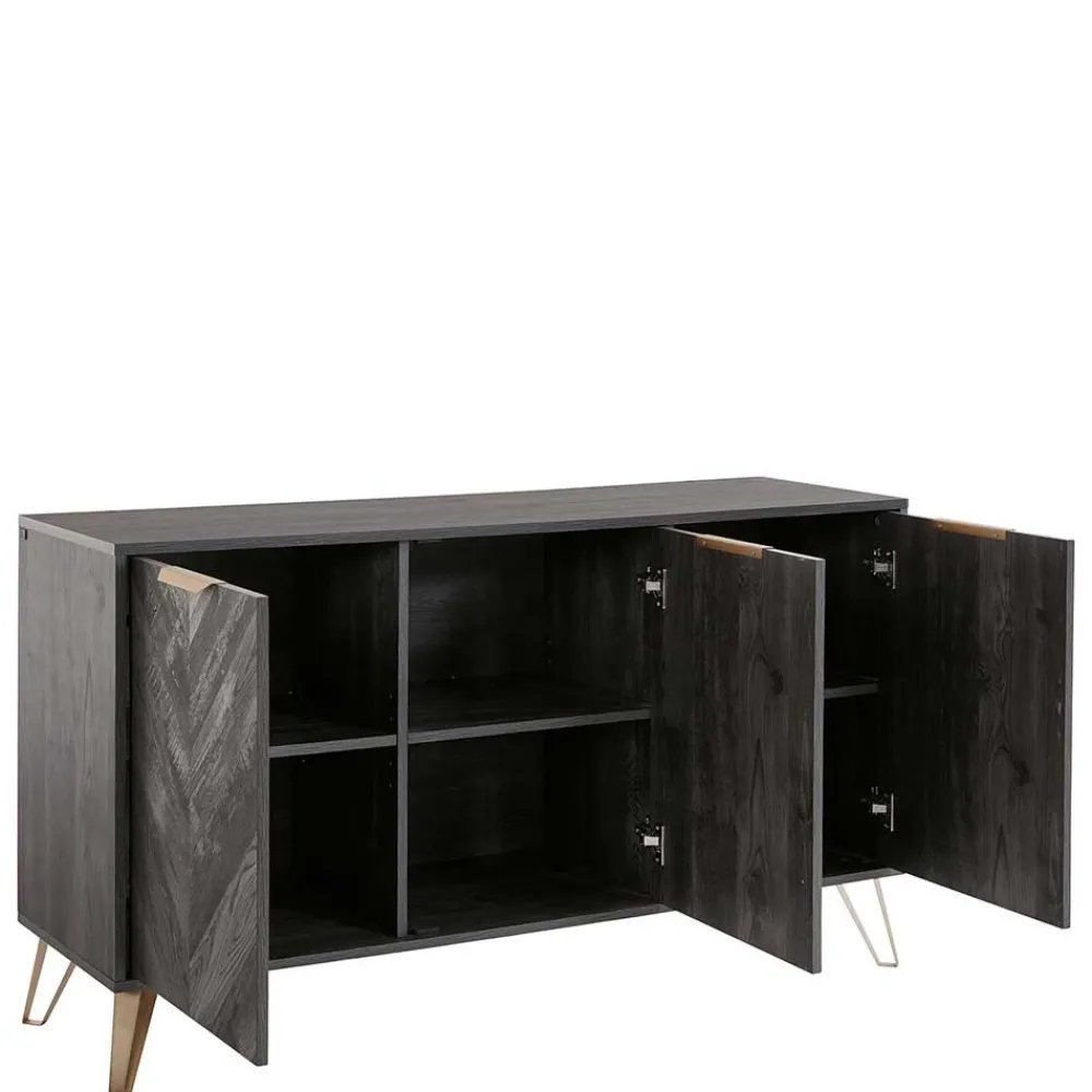 Wohnen Sideboards<Türen-Kommode in Holzoptik Black Wash - Salivi V