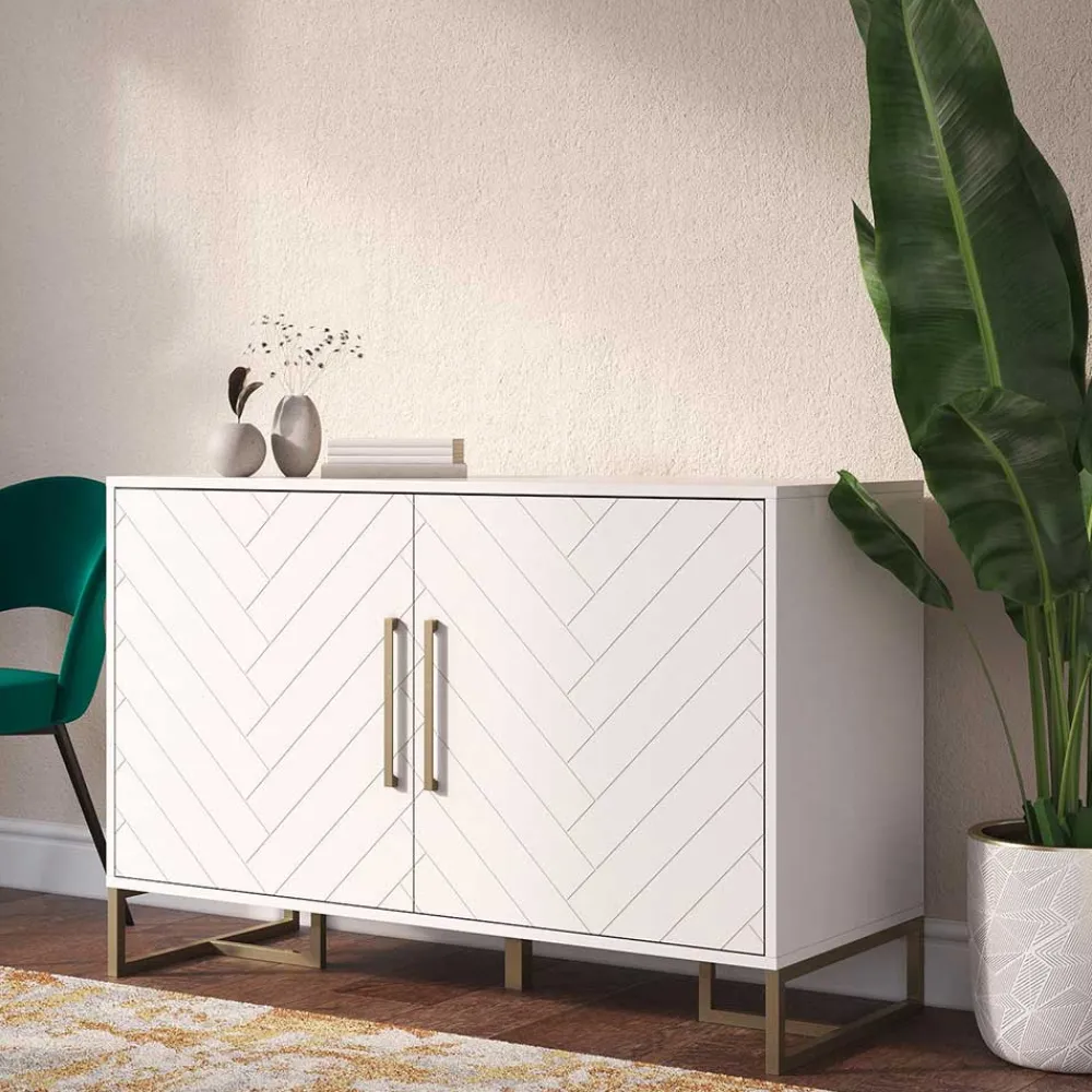 Wohnen Sideboards<Türen-Kommode in Weiß und Gold - Nigava