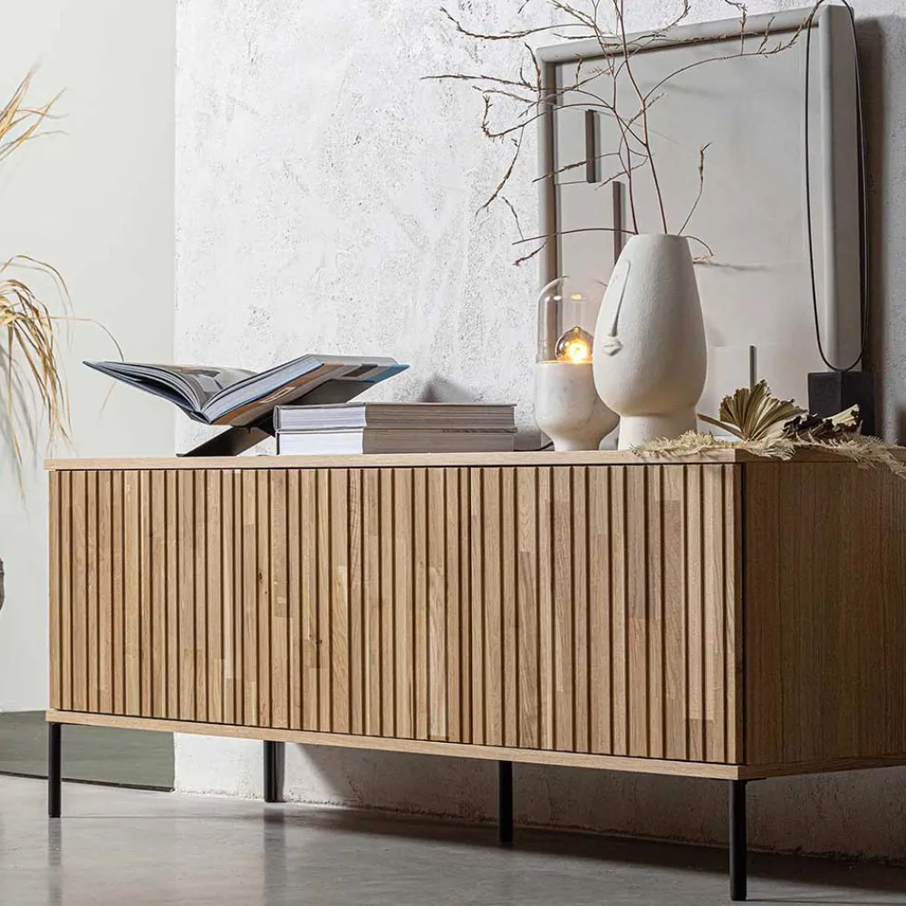 Wohnen Tv & Hifi-Möbel|Lowboards<Türen-Sideboard in Eiche & Schwarz - Banyo