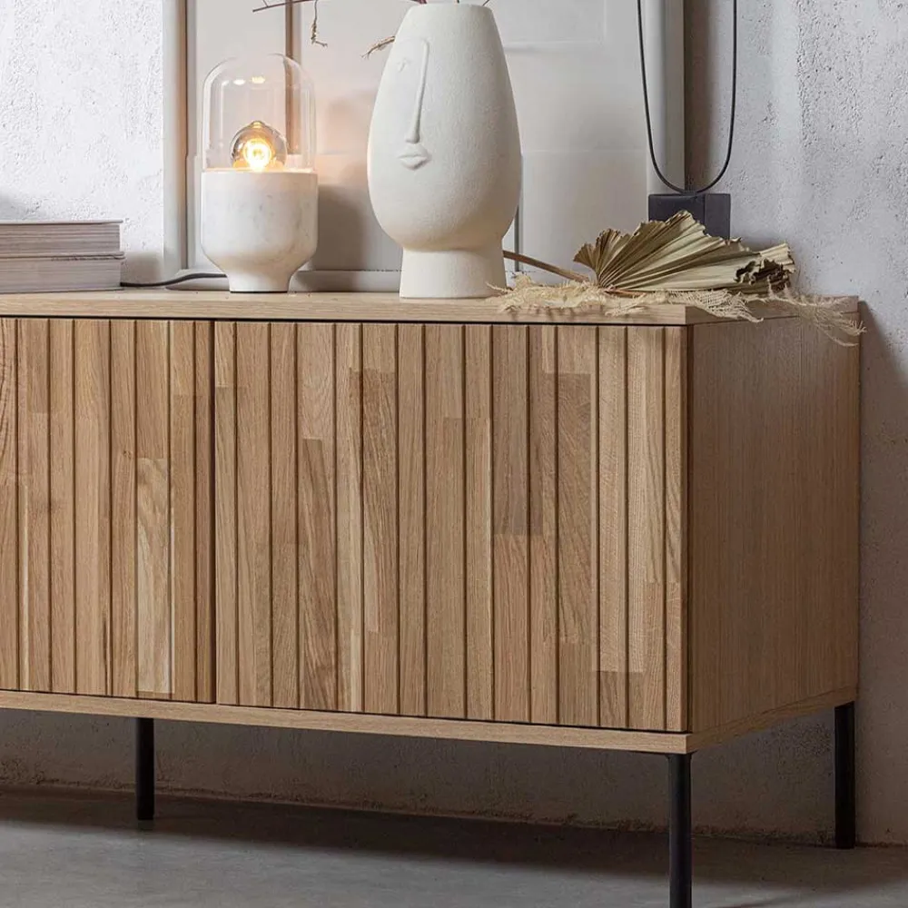 Wohnen Tv & Hifi-Möbel|Lowboards<Türen-Sideboard in Eiche & Schwarz - Banyo