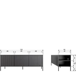 Wohnen Tv & Hifi-Möbel|Lowboards<Türen-Sideboard in Eiche & Schwarz - Banyo