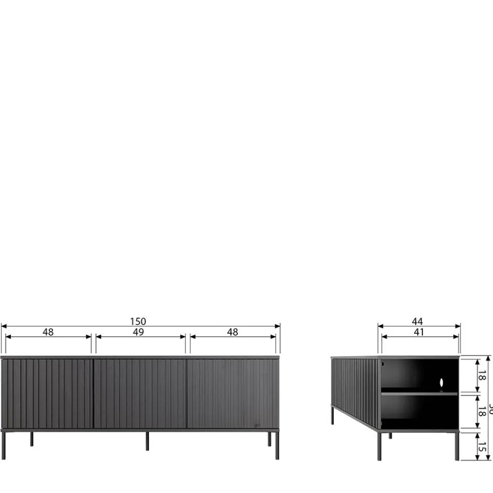 Wohnen Tv & Hifi-Möbel|Lowboards<Türen-Sideboard in Eiche & Schwarz - Banyo
