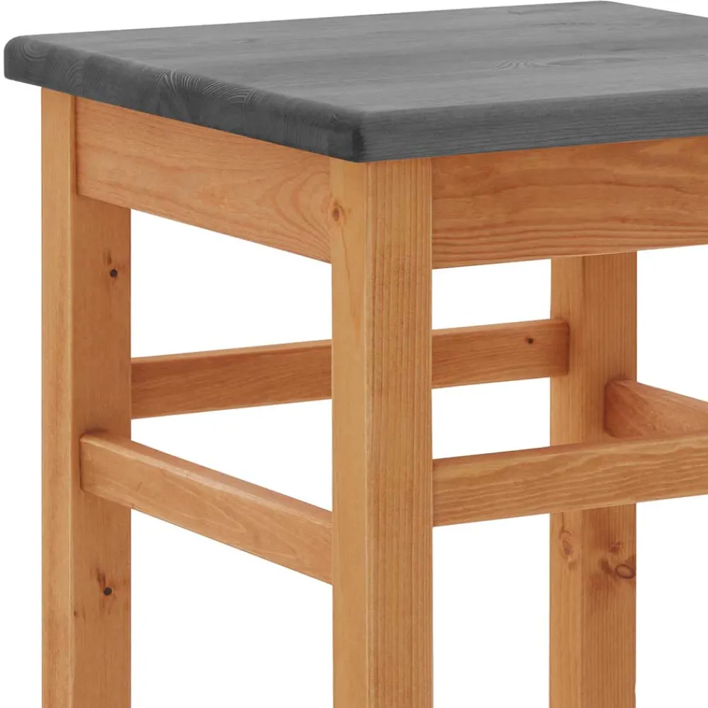 Wohnen Hocker<Tresenhocker in Grau und Kiefer Lauge - Ribardo