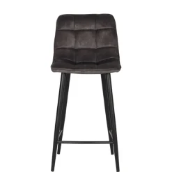 Wohnen Hocker|Stühle<Tresenstühle in Anthrazit Veloursbezug - Varagosta (2er Set)