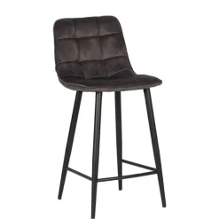 Wohnen Hocker|Stühle<Tresenstühle in Anthrazit Veloursbezug - Varagosta (2er Set)