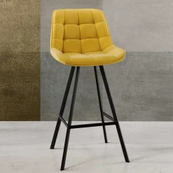 Wohnen Hocker<Tresenstühle in Gelb Stoff - Gonron (2er Set)