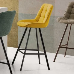 Wohnen Hocker<Tresenstühle in Gelb Stoff - Gonron (2er Set)