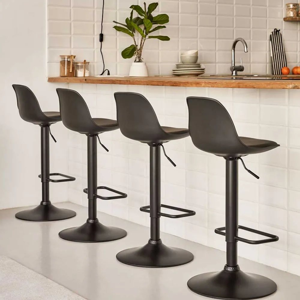 Wohnen Hocker<Tresenstuhl mit Schalensitz & Tellerfuß - Durencas (2er Set)