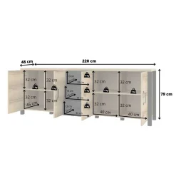 Wohnen Sideboards<4-türige Anrichte mit drei Schubladen - Simeona