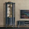 Wohnen Vitrinen<1-türige Barock Vitrine in Dunkelblau & Gold - Otaligo