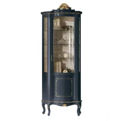 Wohnen Vitrinen<1-türige Barock Vitrine in Dunkelblau & Gold - Otaligo