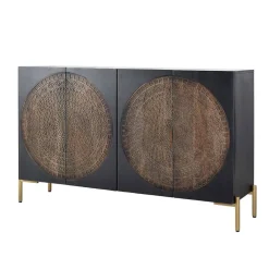 Wohnen Sideboards<4-türige Design Kommode mit Mandala Schnitzerei - Synessa