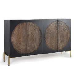 Wohnen Sideboards<4-türige Design Kommode mit Mandala Schnitzerei - Synessa