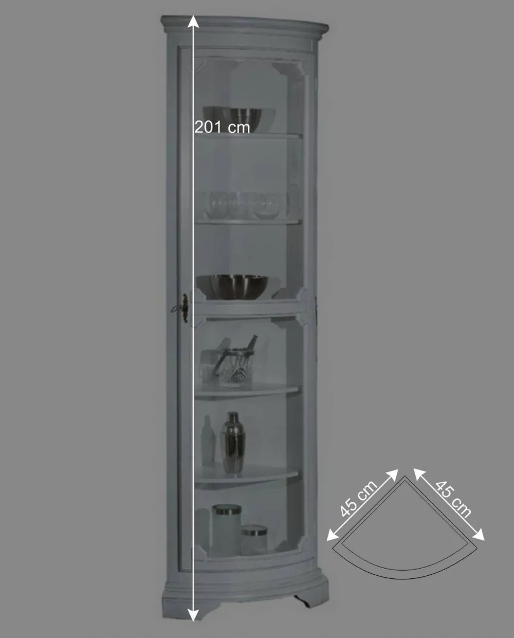 Wohnen Vitrinen<1-türige Eckvitrine im Vintage Design - Zarinas