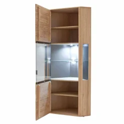 Wohnen Vitrinen<1-türige Eck-Vitrine in Eiche Bianco - Vernella