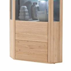 Wohnen Vitrinen<1-türige Eck-Vitrine in Eiche Bianco - Vernella