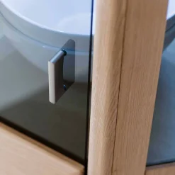 Wohnen Vitrinen<1-türige Eck-Vitrine in Eiche Bianco - Vernella