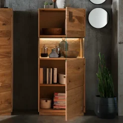 Wohnen Highboards|Vitrinen<1-türige Highboard Vitrine aus Wildeiche - Millena