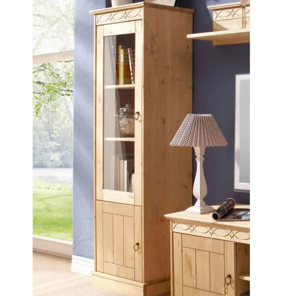 Wohnen Vitrinen<1-türige Kiefernholz-Vitrine im Landhausstil - Goro