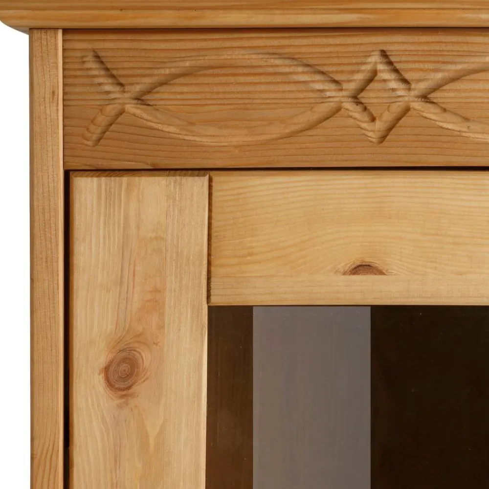 Wohnen Vitrinen<1-türige Kiefernholz-Vitrine im Landhausstil - Goro