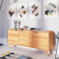 Wohnen Tv & Hifi-Möbel|Lowboards<3-türige Kommode aus Holz Kernbuche - Junola