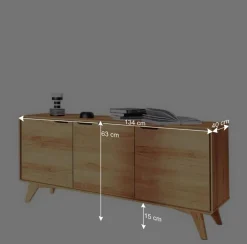 Wohnen Tv & Hifi-Möbel|Lowboards<3-türige Kommode aus Holz Kernbuche - Junola